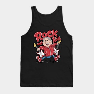 Rock And Roll Groovy Guitarist Rocking Out Tank Top